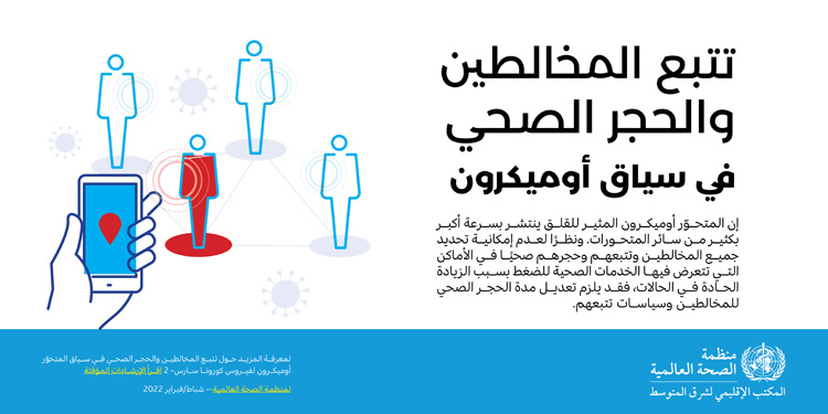 Contact tracing and quarantine in the context of Omicron - social media card - 1 - Arabic